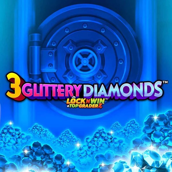 Official Slots logo: 3 Glittery Diamonds by PearFiction Studios at WinRolla Casino