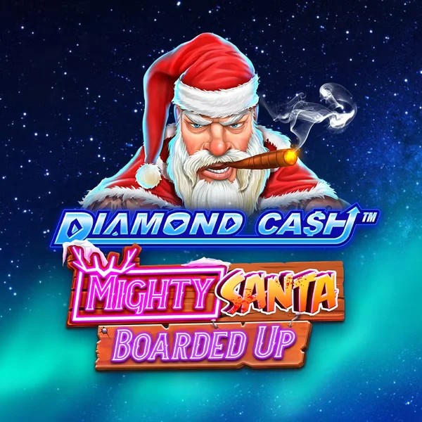Diamond Cash Mighty Santa Boarded Up by Greentube, showcased at winrolla-casino.eu.com – game logo