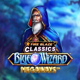 Fire Blaze Blue Wizard Megaways slot visual from Rarestone Gaming available on winrolla-casino.eu.com